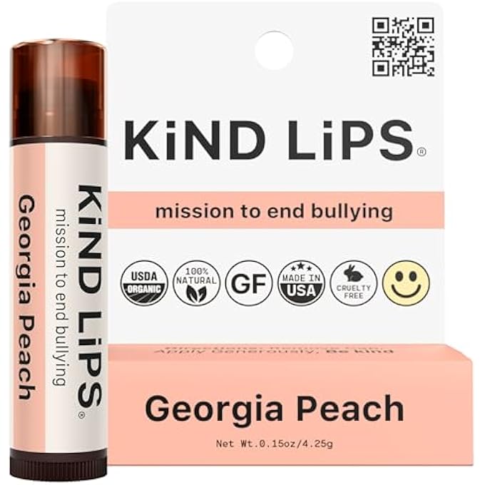 Kind Lips LIP BALM - NOURISHING & MOISTURIZING LIP CARE FOR DRY LIPS MADE FROM SHEA BUTTER, BEESWAX WITH VITAMIN E | GEORGIA PEACH FLAVOR | 0.15 OUNCE (SINGLE TUBE) - Image 1